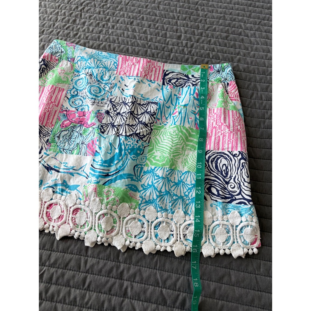 Lilly Pulitzer Patchwork Lace Trim Skort Size 8 Multicolor Coastal Print Mini - Picture 7 of 9